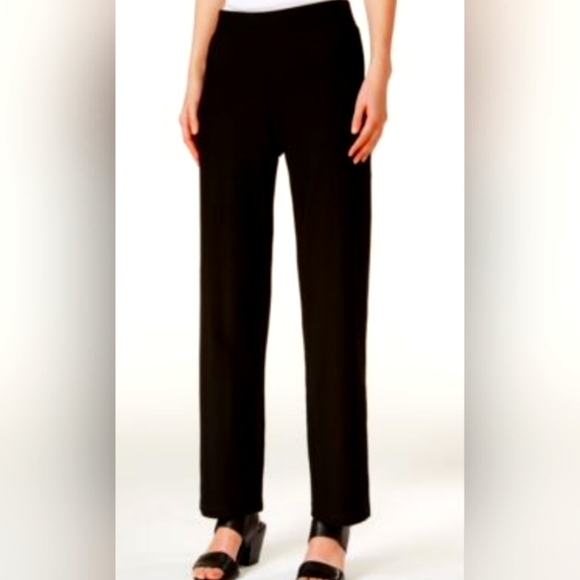 Eileen Fisher Black Straight Leg Pants - Picture 1 of 6